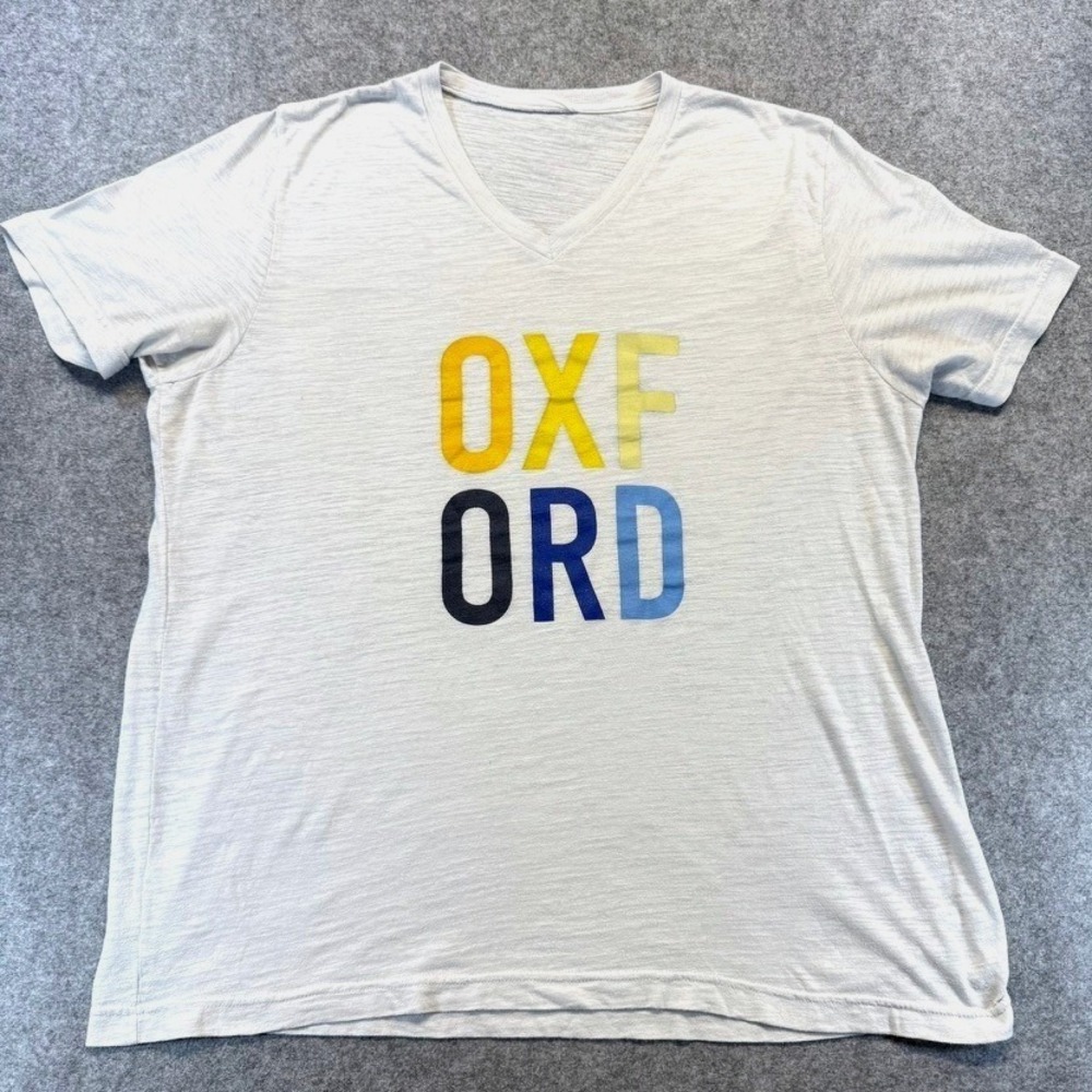 Oxford University Rainbow Tshirt White Slub Knit Short Sleeve Boxy Lounge XL